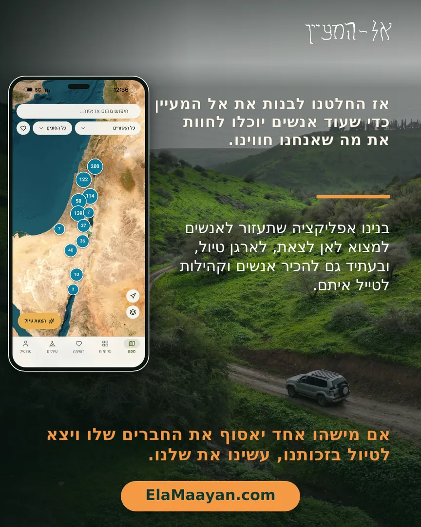 אז בנינו את אל המעיין — אפליקציה שעוזרת למצוא לאן לצאת ולארגן טיול.